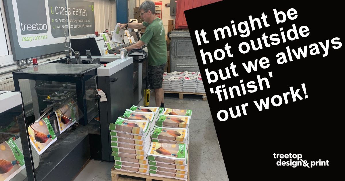 Treetopdesign's tweet photo. It's been another hot day in the Treehouse but we are hard at work making sure our clients get their jobs on time. One of today's jobs was finishing a 300x220mm, 24pp Outrage Magazine for @AnimalAid. 01293 863131 https://t.co/pPOmVBjbM1
#printfinishing #lithoprint #digitalprint https://t.co/WcK79qIhQm