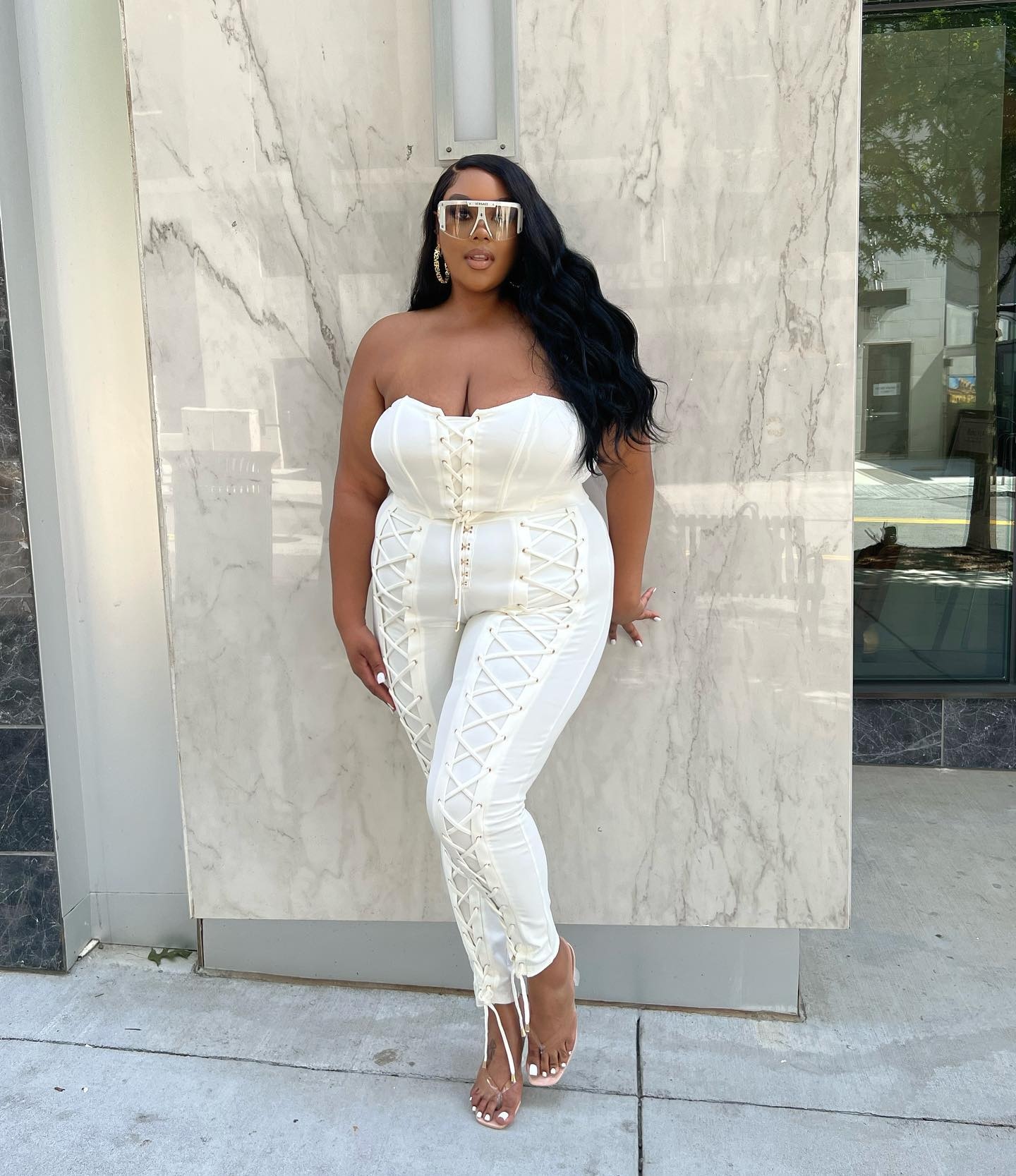 Fashion nova all white plus best sale size