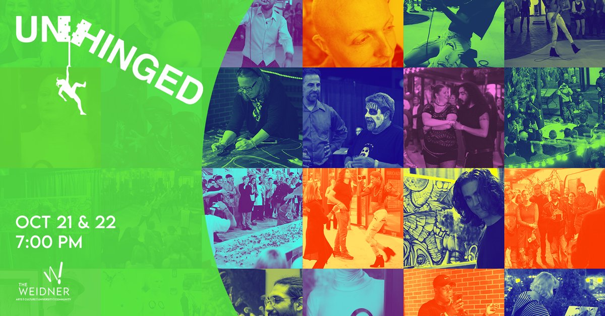 WeidnerCenter's tweet photo. 🎟 ON SALE NOW 🎟

Unhinged will be performing at #TheWeidner this fall! Interact with art like never before! 🎭

📅 Fri, Oct 21 | Sat, Oct 22
⏰ 7:00 PM
📍 The Weidner
🎟 Buy tickets HERE: https://t.co/bU3BkWsWQO 

#unhinged #theweidner #uwgb #greenbay https://t.co/QyarFYMboV