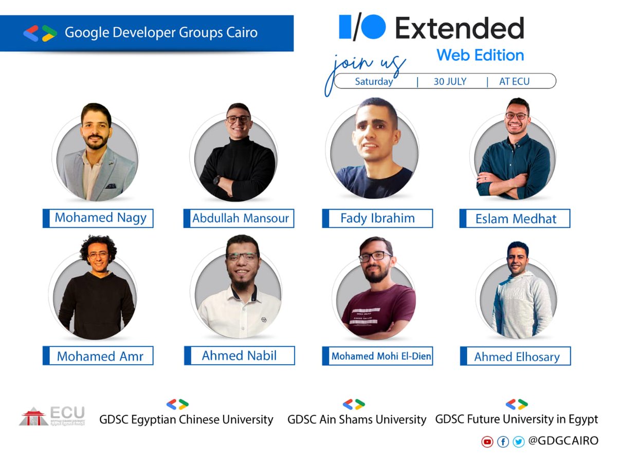 GDGCairo's tweet image. Hi Everyone📢
There are only few days left before the 
#Google_IO_Extended_Web_Edition_22_Cairo💥

Registration Link:👇
forms.gle/vT5LBh11HAZi19…

Don&apos;t miss this amazing day 
Check stage speakers below ⬇️

#IOExtended22 #IOExtendedWebEdition #IOExtended22Cairo #GoogleIO