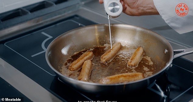 TheNorskaPaul's tweet photo. An innovative food company has revealed their new lab-grown sausage. 😳
#Meatable a #Dutch company grows cultivated meat from just a single cell from an animal, replicating the natural growth of muscle and fat. I dunno about that, I’d try it though. https://t.co/SuZZ21Qdi8