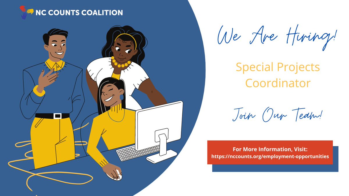 NCCounts's tweet photo. We are hiring! Join our team as a Special Projects Coordinator as we work alongside Wake County Human Services and #healthlit4wake to advance health equity  throughout  BIPOC communities in Wake County! @NCCounts 
https://t.co/vZFUdPjvrd https://t.co/uM6bzJu3Fl