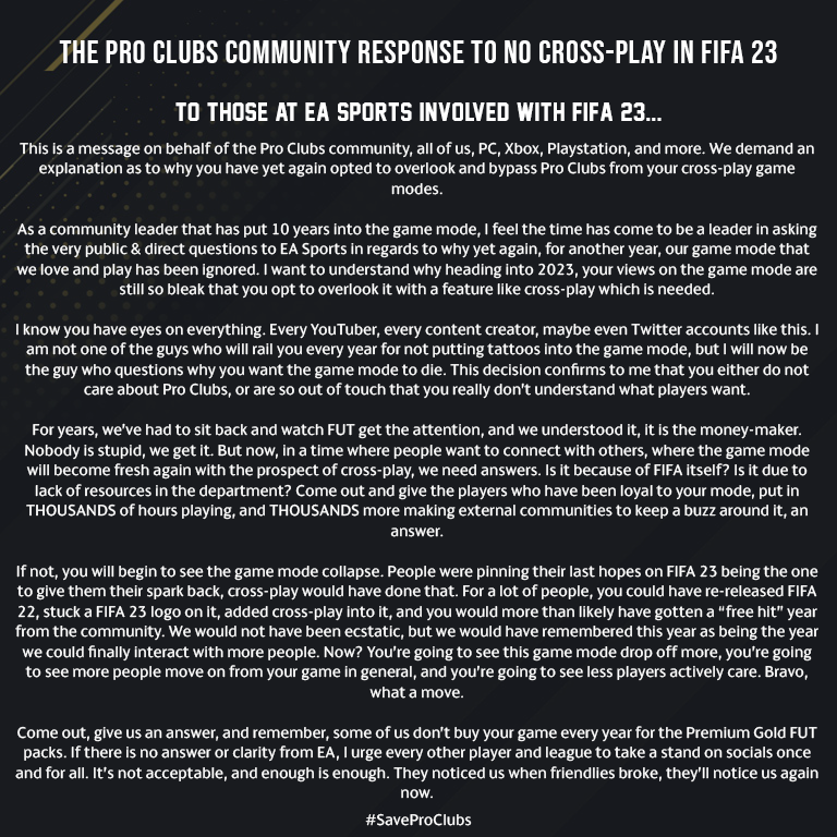 Brando_93_'s tweet photo. @EASPORTSFIFA #SaveProClubs https://t.co/bRt41qXW3K