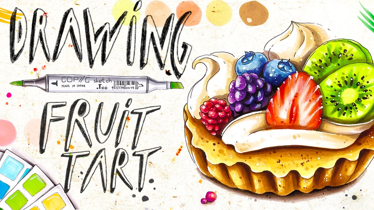 art_is_journey's tweet image. How to draw with Copic markers | Drawing fruit tart, marker drawing youtu.be/rGH49-VGmF4 The new video is up! #markertutorial #copic #artjournaling
