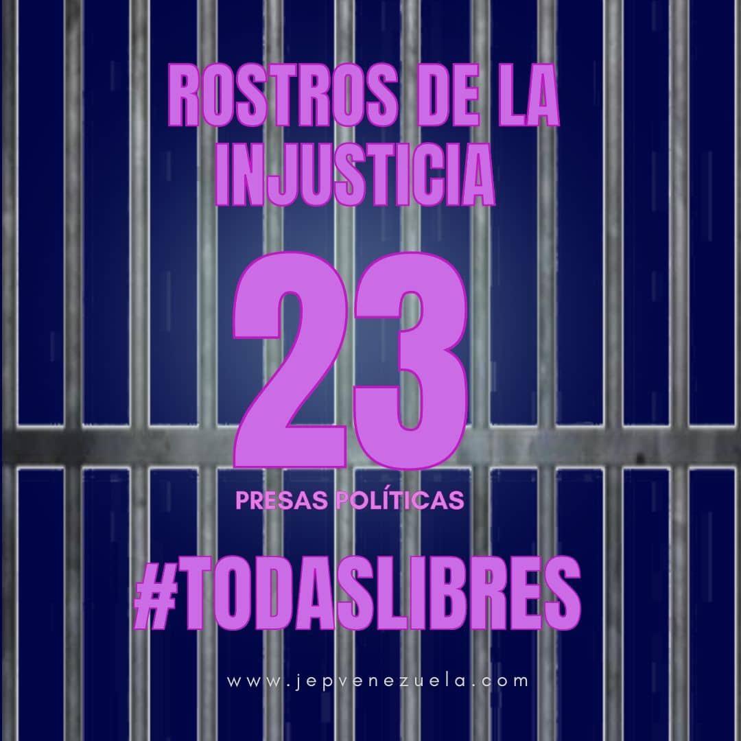 tonsita's tweet photo. Las 23 presas políticas recluida en retenes, cárceles, policías etc. Están en condiciones infrahumanas, y se encuentran alli por tener vinculos,, familiares/ afectivos con hombres perseguidos ..y son vulnerables a daños de toda índole físicos y psicológicos. #TodasLibres. https://t.co/ORMRWuS5Bh