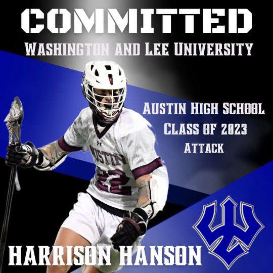 Harrison Hanson (@harrisonvhanson) on Twitter photo I am excited to announce my commitment to Washington and Lee University. Thank you to all the coaches that helped make this dream a reality. Thank you to my family, friends, and teammates for the support. #gogennies <a href="/AHSMaroonsLax/">Austin Lacrosse</a> <a href="/IronHorseAustin/">Iron Horse Austin Lacrosse</a> I am excited to announce my commitment to Washington and Lee University. Thank you to all the coaches that helped make this dream a reality. Thank you to my family, friends, and teammates for the support. #gogennies <a href="/AHSMaroonsLax/">Austin Lacrosse</a> <a href="/IronHorseAustin/">Iron Horse Austin Lacrosse</a>