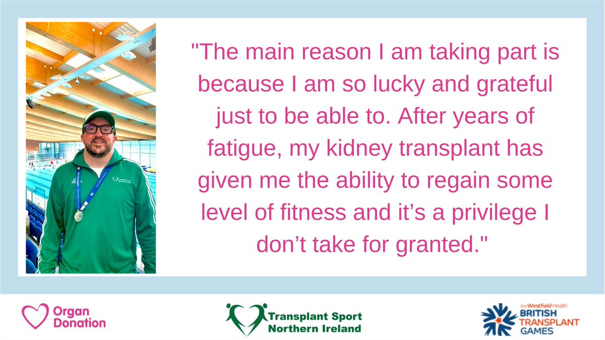 OrganDonationNI's tweet photo. With just 1 week to go until the @WHBTG British Transplant Games in Leeds, we will be meeting some of the @TEAM_TSNI athletes heading off to the Games, and hear what it means to them to compete. Today we meet Grant Devlin. #OrganDonation @TransplantSport https://t.co/76KU3e39gL