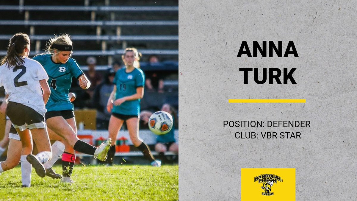 Another freshman intro today!

Next up is Anna Turk, a defender from VBR Star. 

Fun Fact: In her free time, Anna loves to hike!

Welcome to R-MC, Anna! 🐝⚽️