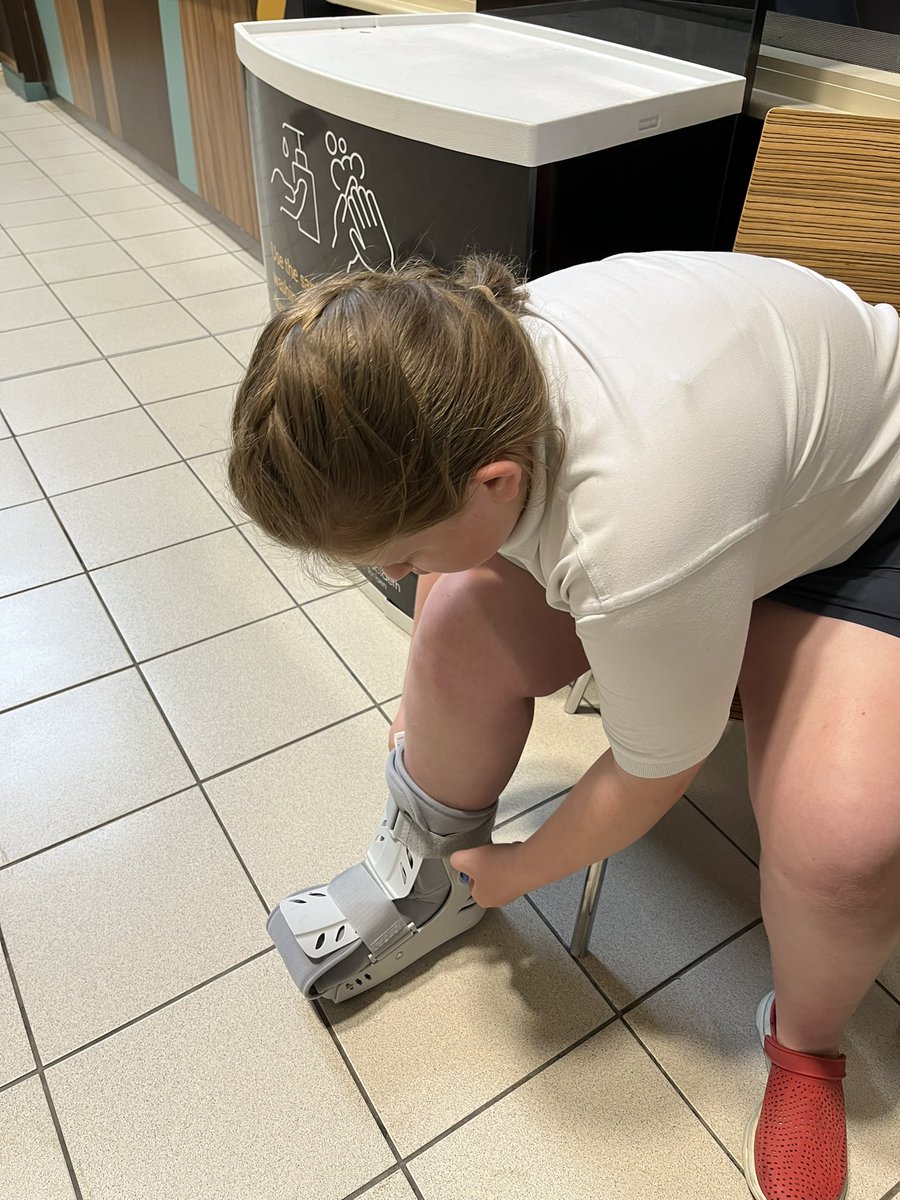 Last day of school &amp; they go on a sponsored walk. She only goes and falls and fractures her foot two days before we go away in the #caravan #touring #caravanning