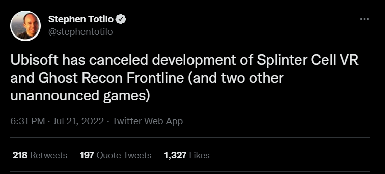 arabhardware's tweet photo. 👈كما أعلن الإعلامي Stephen Totillo بأن الشركة قد ألغت العمل كُلياً على لعبة Ghost Recon Frontline ومشروع Splinter Cell VR إلى جانب مشروعين غير معُلنين

#Avatar #AvatarFrontiersOfPandora #Ubisoft #GhostEcon #GhostReconFrontline https://t.co/cx9J0xJx3g
