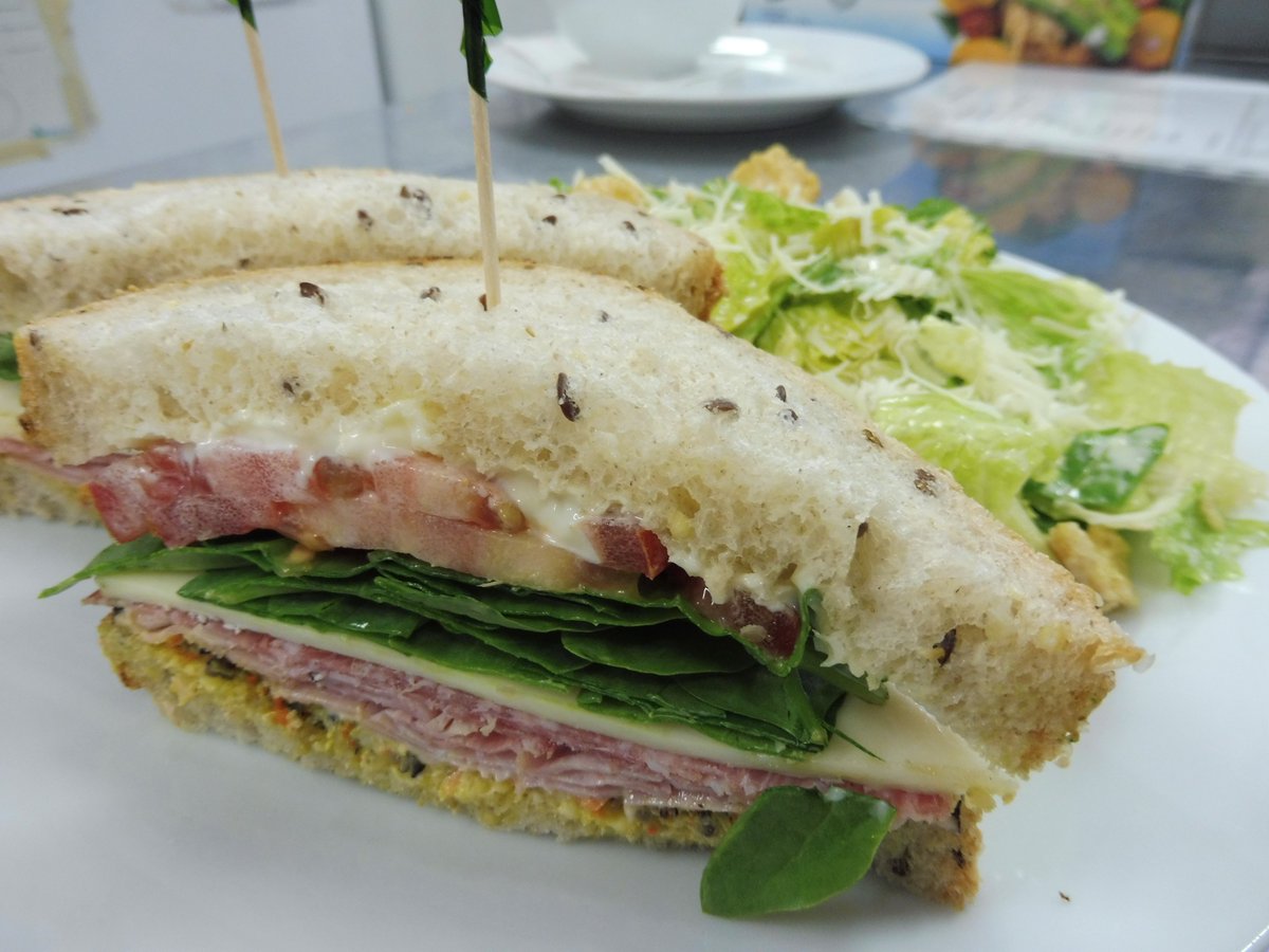 Lunch feature today: Tuna Salad on a toasted King Bagel with Soup. Main St Sandwich with Caesar Salad. Ham Tomato Cheese Frittata or Steak &amp; Mushroom Pie with Tossed Salad. Tomato Garlic or Beet Borscht Soup with a Cheese Bun. #lunchfeature #thursday #medhat