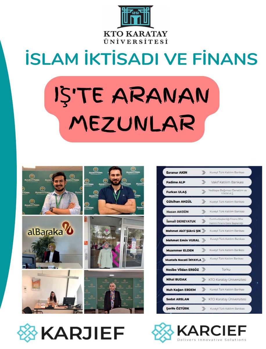 📢 İşte aranan mezunlardan olmak istiyorsan seni de aramızda görmek istiyoruz

#ktokaratayuniversitesi 
#islamiktisadıvefinans