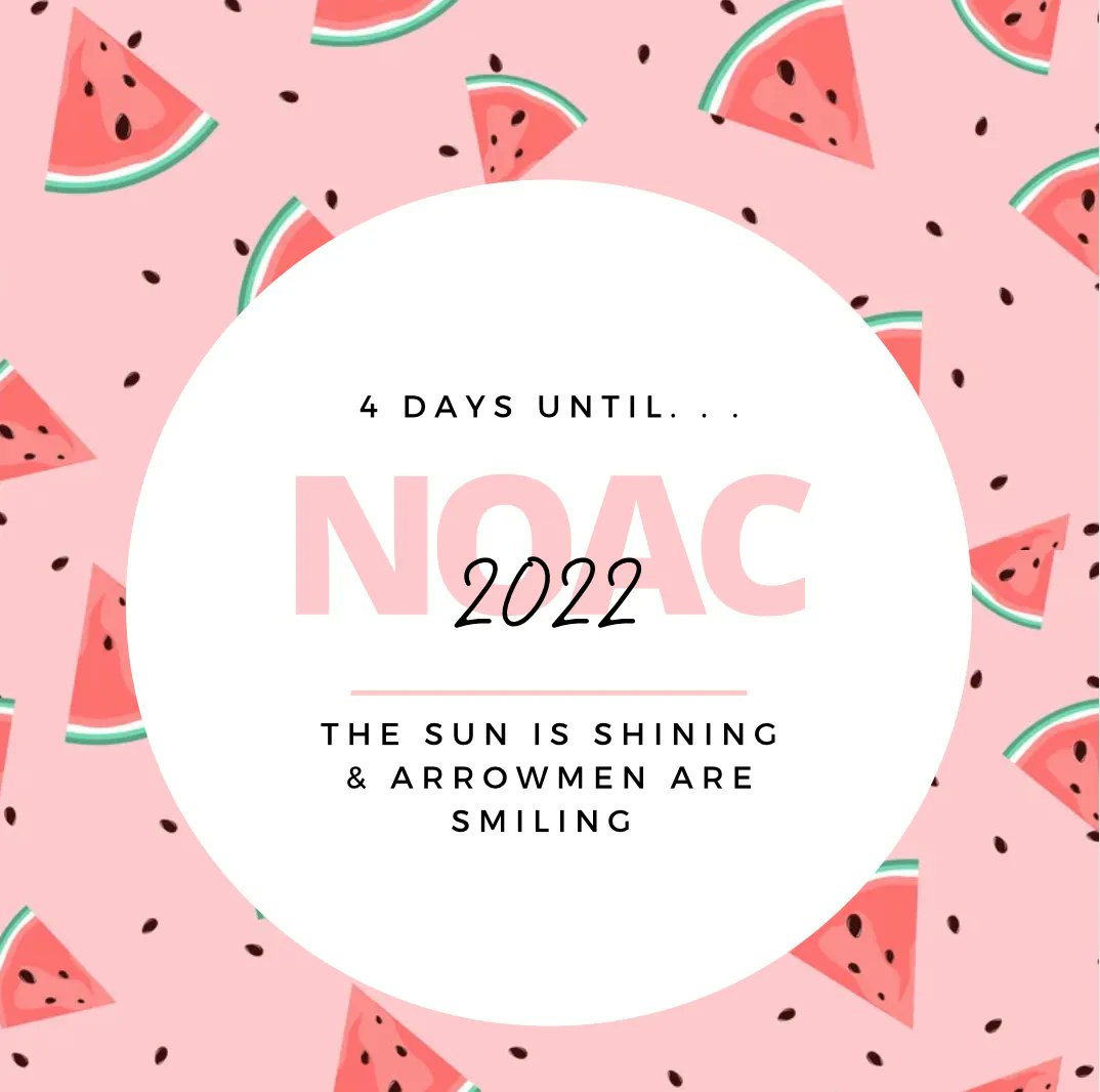 oasectiong6's tweet photo. Make sure to grab some sunscreen as you pack your bags Arrowmen, there’s gonna be a ton of fun in the sun at NOAC!!! ☀️🍉🌊 https://t.co/i8BVMfbWMO