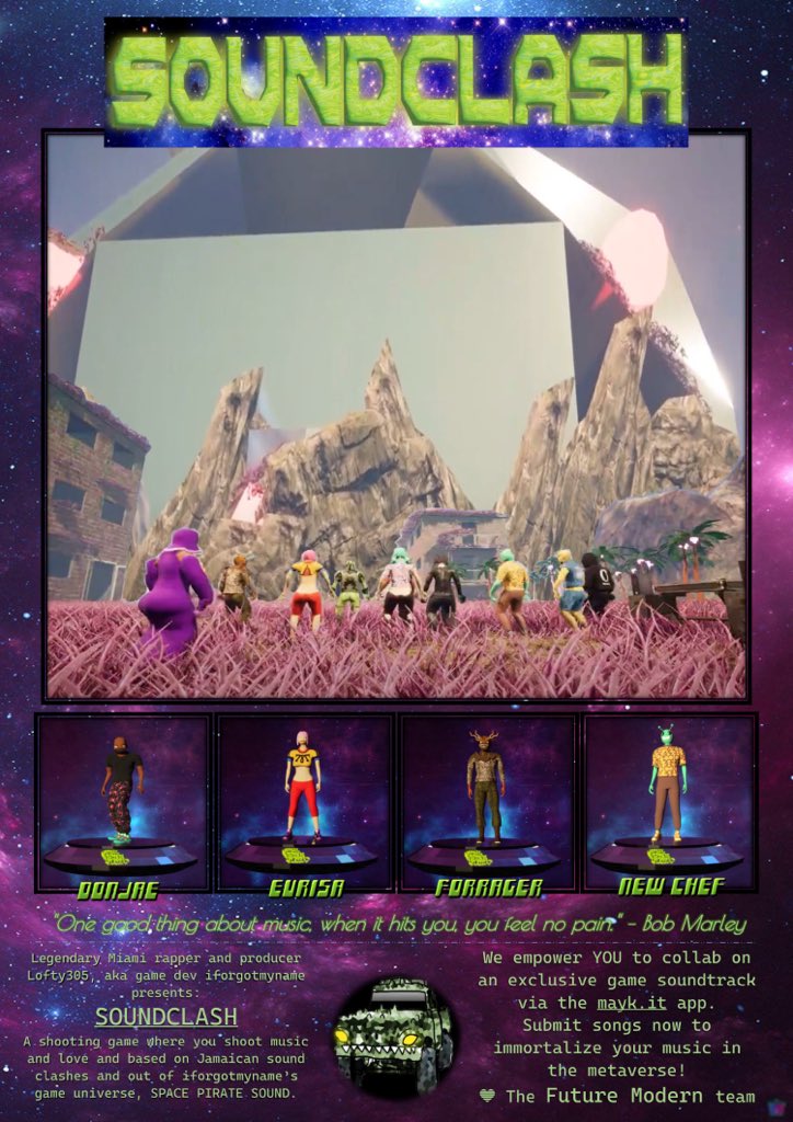 "one good thing about music, when it hits you, you feel no pain." - Bob Marley

🔊soundblast the clone crowd to your stage

💥battle your exclusive songs

🏟throw the galaxy's dopest rave

SOUNDCLASH! 10 first gen avatars out now voldao.xyz/sps