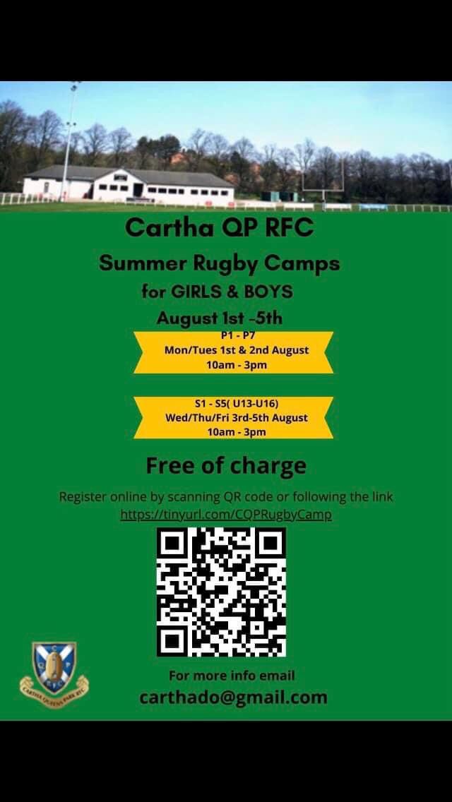 It's summer time and that can only mean one thing...

Cartha summer camps!!

Register by scanning the QR code or following the link at tinyurl.com/CQPRugbyCamp

If you need any further information please give us a dm!

Hope to see you all there with a friend!💜💛💚