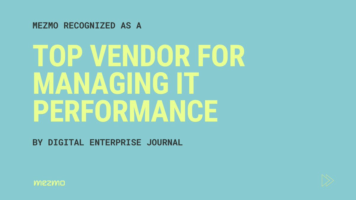 mezmodata's tweet photo. We're thrilled to announce that Mezmo has been recognized as one of the Top 20 Vendors for Managing IT Performance in 2022 by Digital Enterprise Journal 🎉 Find out what challenges your peers are facing and how vendors like us are innovating to solve them https://t.co/7HdsueFSvw https://t.co/FiTDrL9yfK