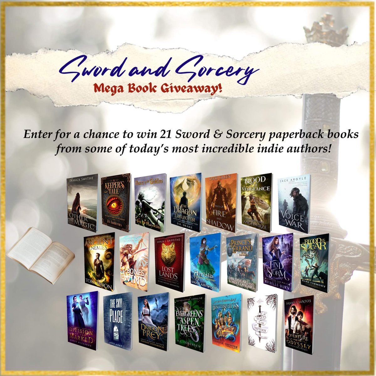 #Fantasy book giveaway! 11 days until 1 winner gets 21 #paperback books! kingsumo.com/g/cviqed/sword…