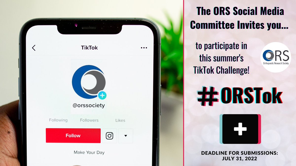 ORSsociety's tweet photo. 🚨ORS is on TikTok!🚨 
The #ORSSMC is seeking #ortho content to educate the general public, advocate for funding, &amp; make our members laugh!
Share your videos in the link below to be posted on the ORS account. Winners will be chosen by views &amp; likes #ORSTok
https://t.co/Had8YV20ex https://t.co/Lx7VY4uNq3