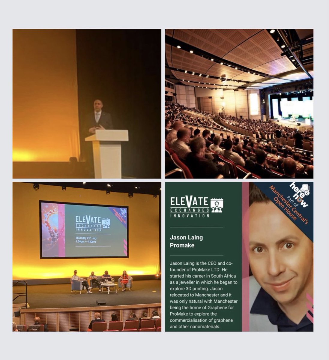 Promake's tweet image. What an enlightening and exciting afternoon being included in #Innovation Exchange with @ElevateGM 

ProMake’s Professor Jason Laing was invited to be part of the #lighteningtalk  panel. 

This was for leading entities pioneering innovation in Greater #Manchester.