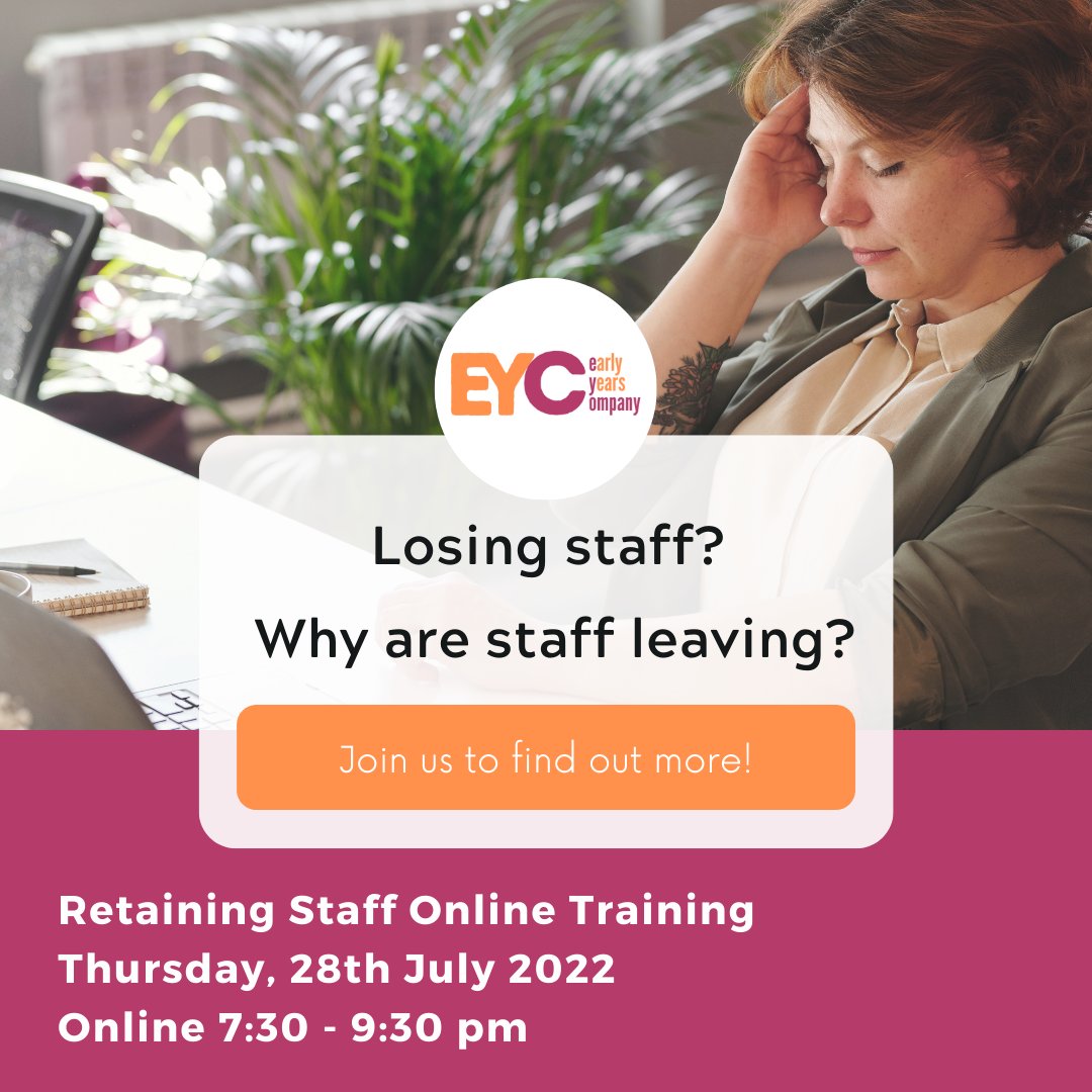 As staff shortages force nurseries across the UK are being to reduce their services or to close. However, why are staff leaving and how could we retain our best people?

Join us to find out more. Book here: shorturl.at/ADIQ9

#earlyyears #training #RetainingStaff #cpd