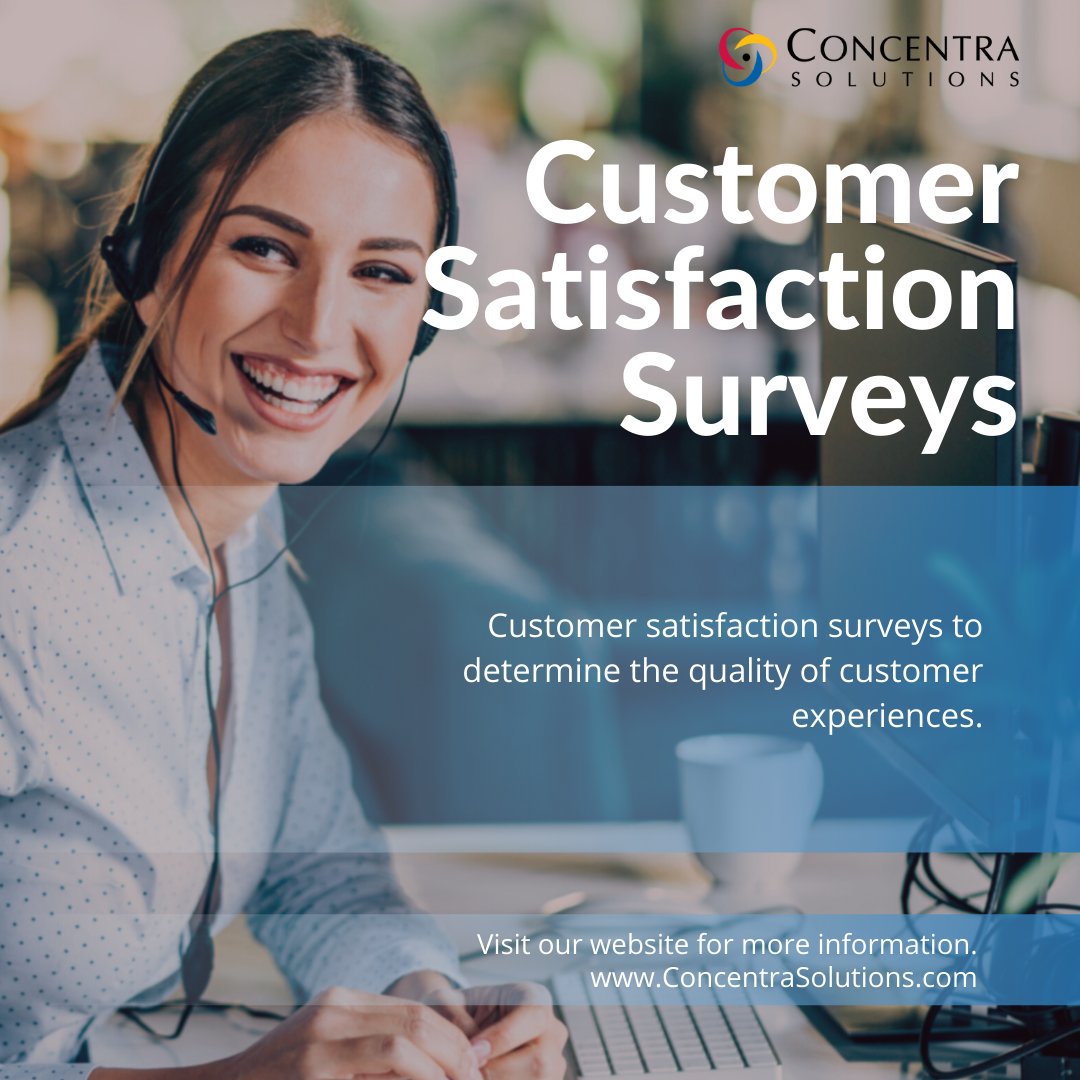 ConcentraSltns's tweet photo. Make sure your customers are satisfied by gathering the right information. Let Concentra Solutions help!

Contact us today! https://t.co/OI1nNdlPqi

#outsourcing #callcenter #contactcenter #customerexperience #businesssolutions https://t.co/iQXq3gTFSv
