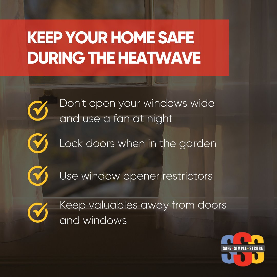 SafeSimpleSec's tweet image. Many of us will be enjoying the sunny days by spending time away from our homes. Opening windows and doors is the best way to keep your house cool, but it means your property is being opened up to unwelcome visitors. 

Follow our top safety tips! 🏠

#SafeSimpleSecure