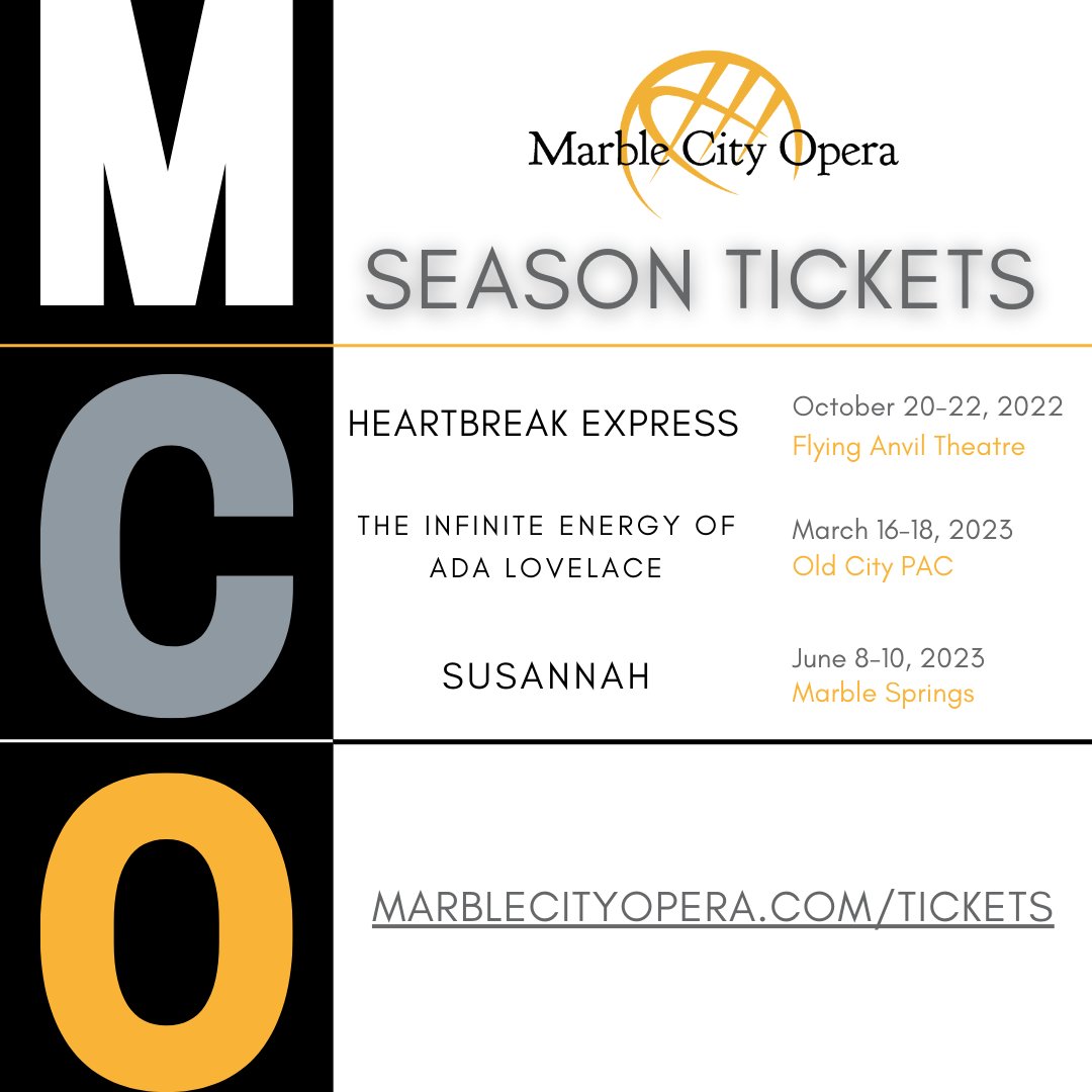MarbleCityOpera's tweet photo. ***Season Tickets - Now On Sale***
Don't miss a moment of our landmark 10th season. Order season tickets today by visiting:
https://t.co/Q0dsSiCPjF
#MarbleCityOpera #meetopera https://t.co/wP7et9qGYb