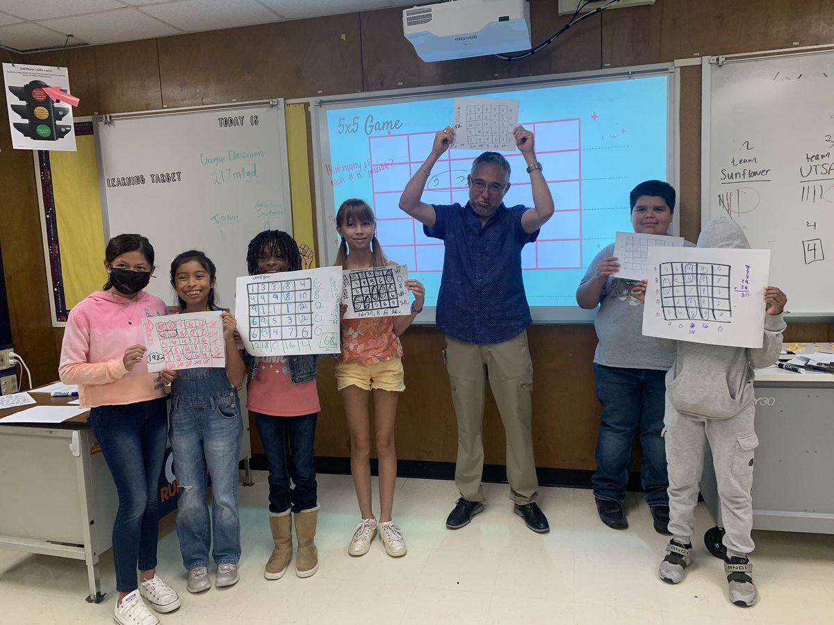 End of week 1 at Math Bridge Camp! Our incoming 6th graders challenged our principal at the 5x5 Game and they came out on top using some great strategies they learned! #edwhitestory #edwhiteeagles #mathrocks <a href="/edwhiteneisd/">Ed White MS</a> <a href="/NEISD/">North East ISD</a>