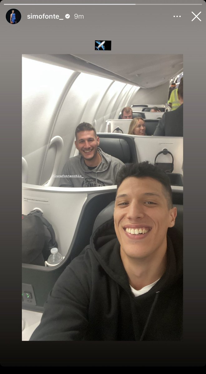 JazzNationNews's tweet photo. New Jazz man @simofonte13 is on the ✈️ heading to Utah 
Safe travels Simone 

.
#JazzNation #UtahJazz #TakeNote
pic via https://t.co/EBhii4wyPz IG story https://t.co/FzdM96MzTH
