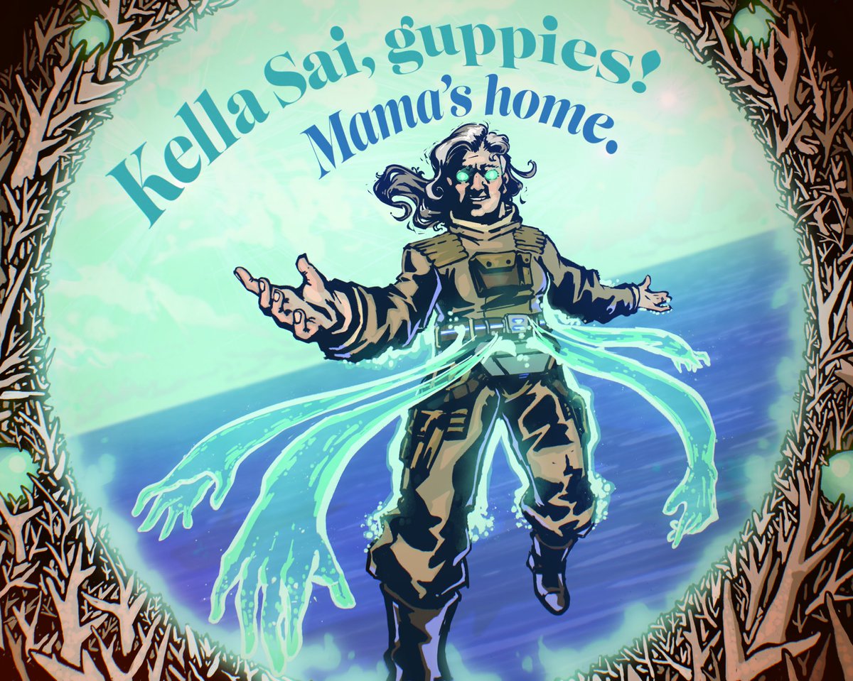 Fanart from last week’s episode of <a href="/TheZoneCast/">The Adventure Zone</a>, featuring the ocean’s best psychic shark hunter <a href="/JustinMcElroy/">Justin “Hoops” McElroy</a> #ethersea