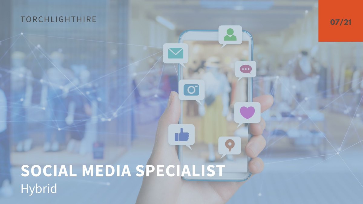 Create dynamic social media content across social channels for a real-estate company! 2+ years of social media management experience required. 
Social Media Specialist: ow.ly/T3LM50K1vzM
#SocialMediaJob #SocialMediaMarketing #Hiring