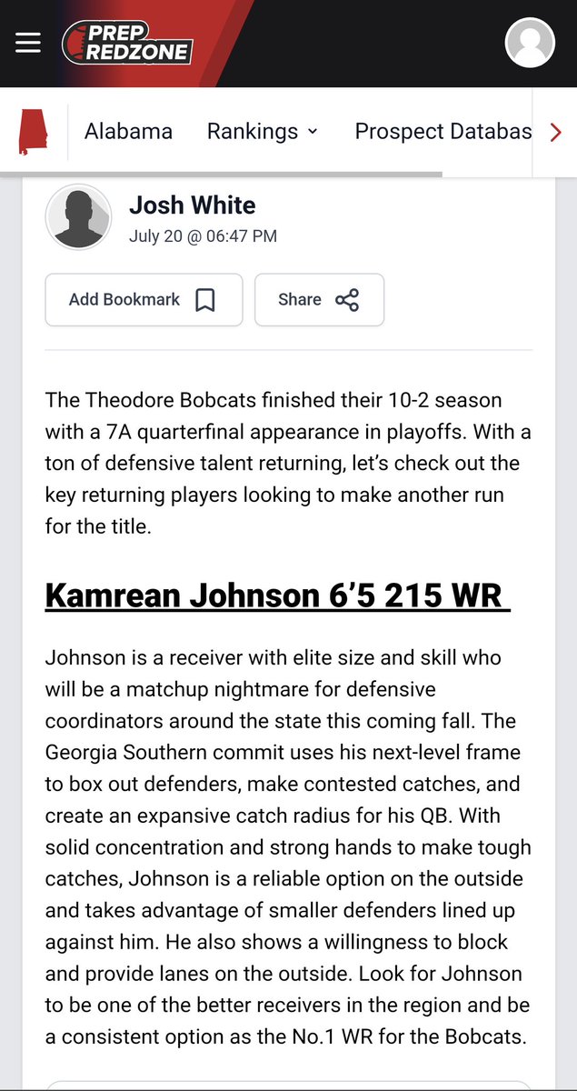 Bwilly19Johnson's tweet photo. KamBinooo#12 Almost that time to put in work, under a month away 💪🏾
@PrepRedzoneAL @thsbobcats @KamreanJ @coachcollier87 #6Astatebound @AL6AFootball @IconsRegion @HallTechSports1 @calabounty #BobcatBuilt #GATA https://t.co/r5iFZ7OxqR