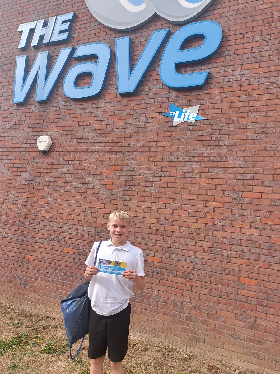 Ready to have fun at the wave and see the Queens Baton thanks to my award from <a href="/WykenCroft/">Wyken Croft Primary</a>