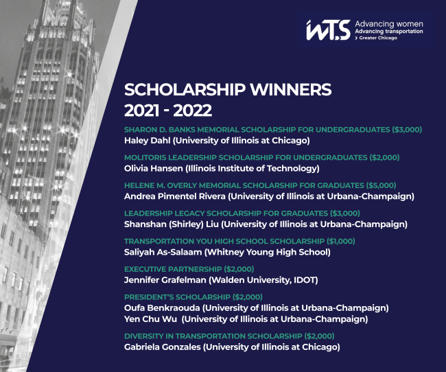 Greater Chicago WTS scholarship winners 2021-2022