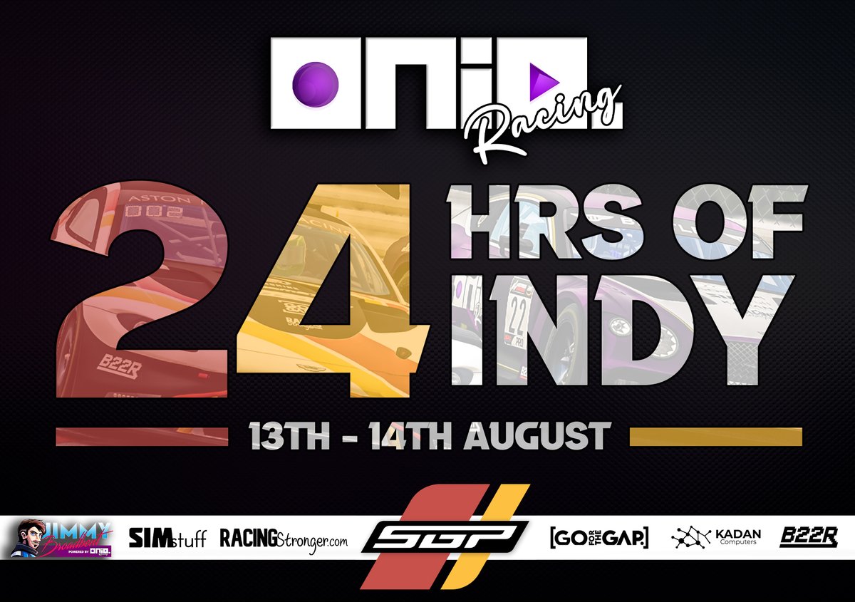 onid_racing's tweet image. oNiD Racing 24 Hours of Indy

Pleased to announce that in August we will be hosting another endurance event, a 24 hour of Indy!

Hosted &amp;amp; with support from @SimracingGP we're looking forward to the event &amp;amp; happy to share it with you all. Get involved!

beta.simracing.gp/events/x348PS4…