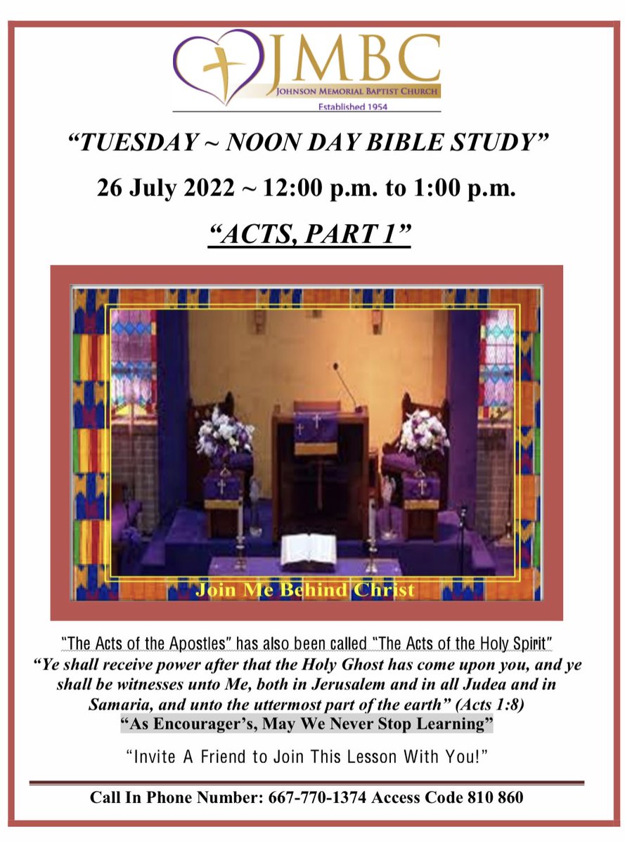 JMBCRidgeRoad's tweet photo. Tuesday Noon Day Bible Study at JMBC https://t.co/RO0jJDFjDF