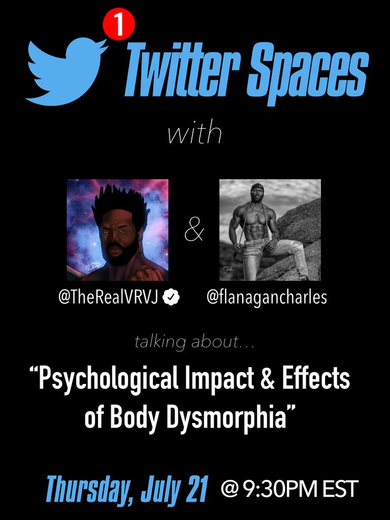 TheRealVRVJ's tweet photo. Tonight me &amp; @flanagancharles will be having a powerful conversation on body &amp; muscle dysmorphia, join us as we deep dive!! 🧠🦾

Set a reminder here 👇🏿

https://t.co/cATtsggqqP https://t.co/vnIGcdRZd7