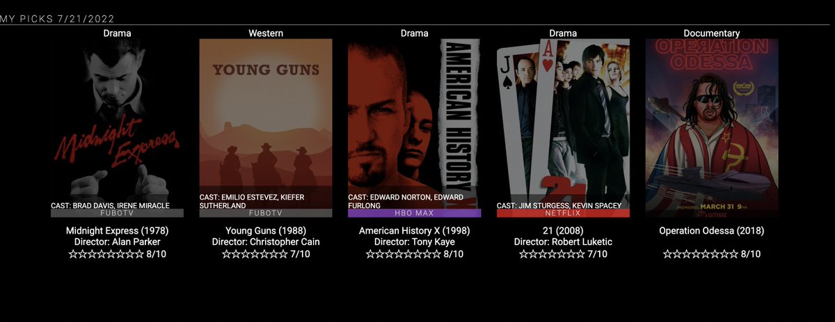 StreamingLists's tweet photo. @FilmstoFilms_ Midnight Express
Young Guns
American History X
21
Operation Odessa

honorable mention: Step Brothers (2008) https://t.co/nbmdn8W89E