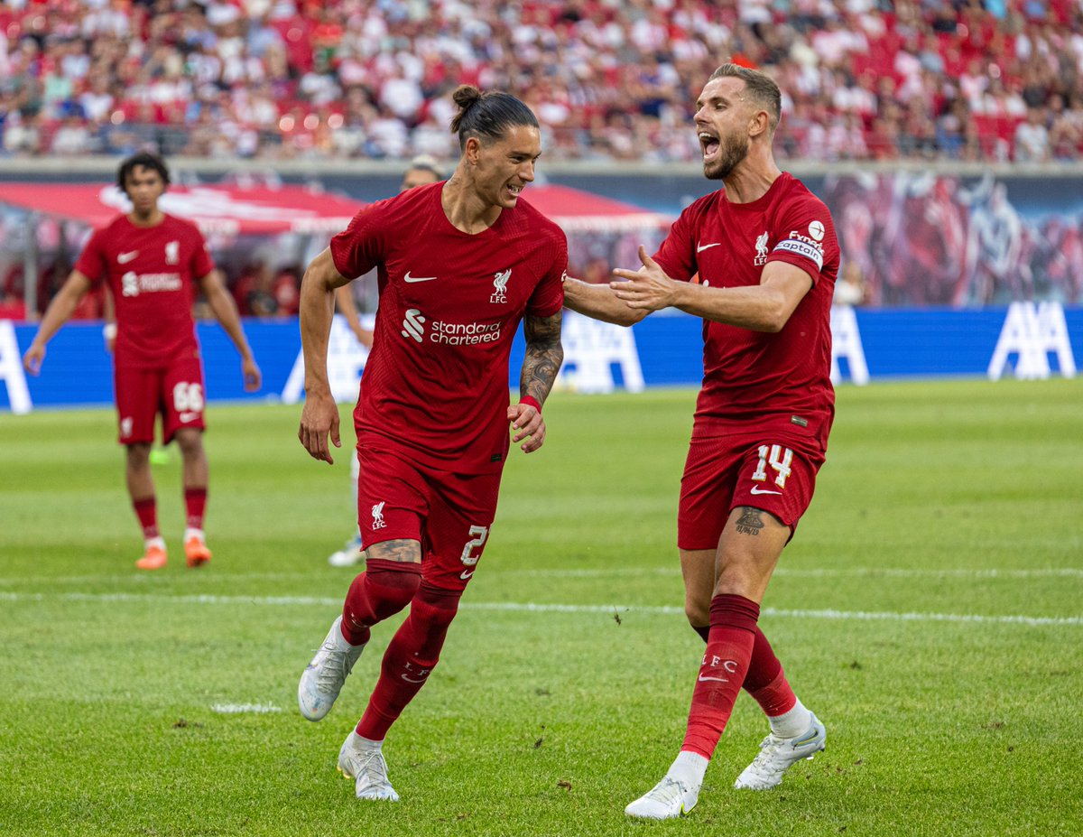 LFC's tweet image. That first goal feeling 😁

And it didn't take long for @Darwinn99 to bag a second 😍

#LFCPreSeason