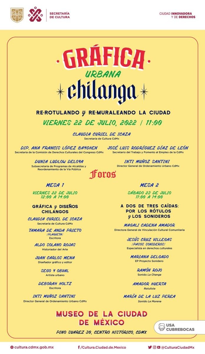 SPAOVP_CDMX's tweet photo. Lánzate a la inauguración del #ForoGráficaUrbanaChilanga, que organiza la @CulturaCiudadMx, para celebrar la creatividad callejera de la #Capirucha https://t.co/DAwmMgUK0V