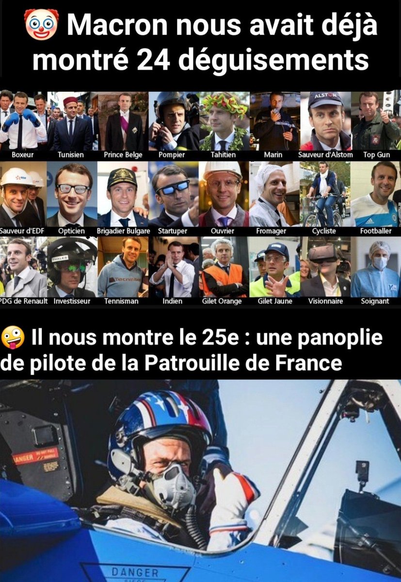 Lululatortue14's tweet photo. @EnModeMacaron Je n’y crois pas !! Fake ou non ? Le 26e déguisement 😩 La grosse honte, on n’en peut plus de ce clown 🤡 https://t.co/hAC7CzklC8