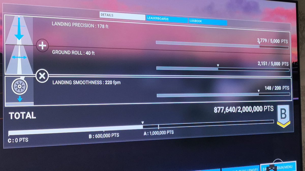 BinaryJam's tweet image. #msflightsim
Woohoo I got a B for a string wind landing.
Look at that smoothness, take that BMI with your ground smackers at 900mph landings :)