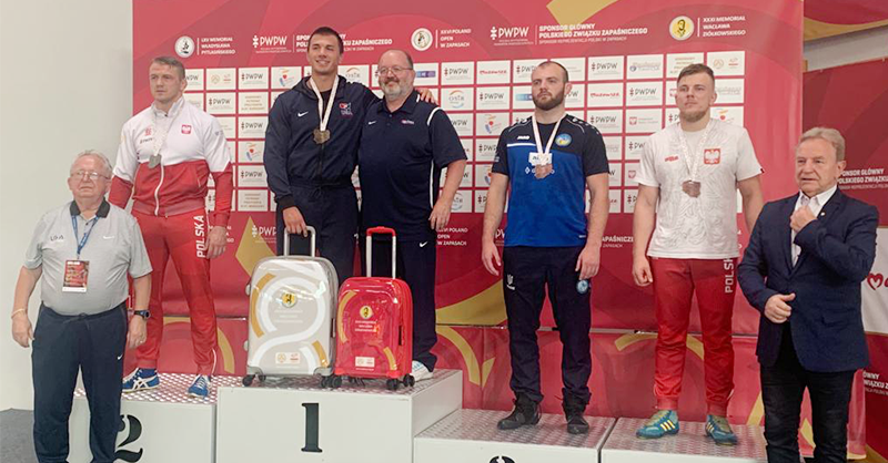 USAWrestling's tweet photo. .@Aiello_Jay wins gold 🥇, @tony25_8 takes silver 🥈 at Waclaw Ziolkowski in Poland