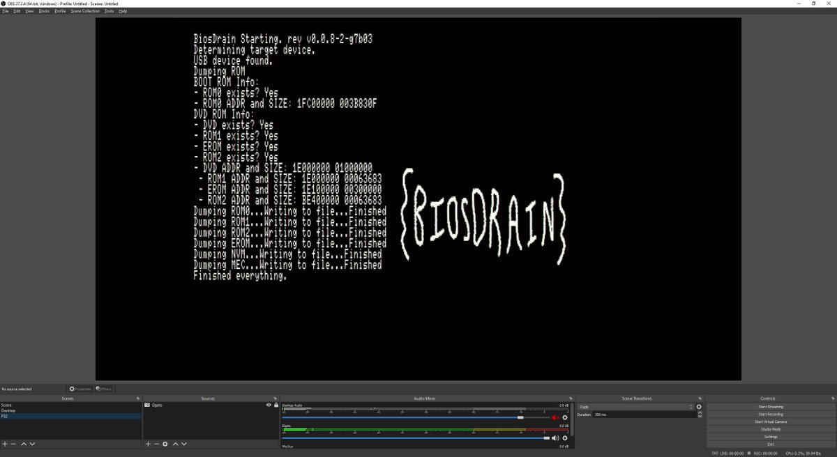 Here's a pic from me dumping my BIOS with it (via OBS/OSSC)