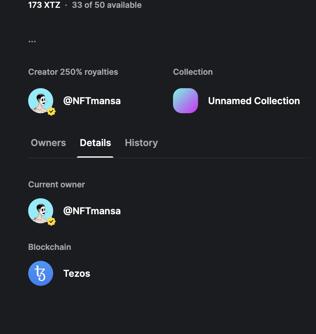 NFTMansa's tweet photo. @rarible this is mathematically not possible.
How can the royalty be more than that actual transaction?
#Tezos #BugAlert https://t.co/dSazHmt6Ue