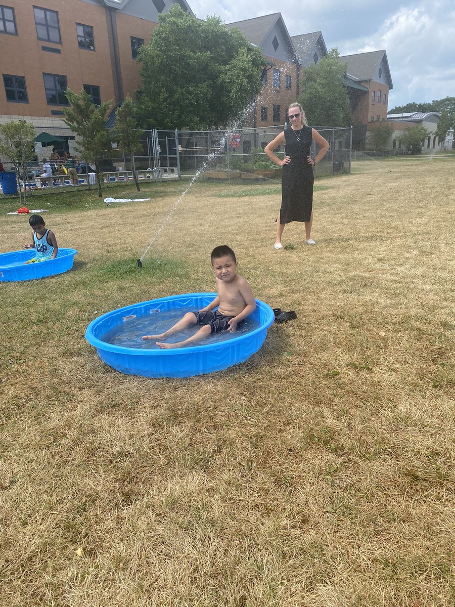 tfackenthal's tweet photo. So much fun today at Gregory ESY. Ms. Haynes class got to cool off outside with sprinklers and little pools and Mr. Fackenthals class hosted a bubble dance party for all of our friends! https://t.co/gBpRjIPJ9V