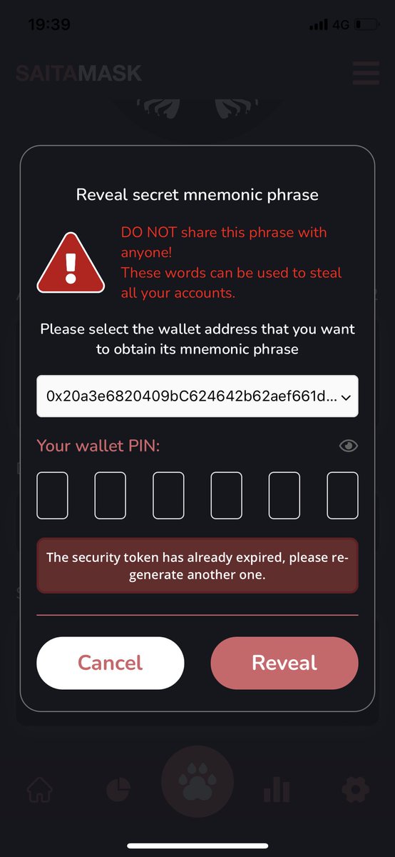 CryptoNero__'s tweet photo. @WeAreSaitama I can’t access my seed phrase
Also i can’t see my tokens 
Any idea guys? https://t.co/vxRl59Ykka
