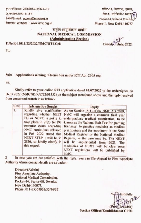 ksrathore1304's tweet photo. Clarification regarding whether NEET PG or NEXT is going to take place in 2023 for PG entrance exam according NMC curriculum released in Feb 2022 stated that NEXT STEP 1 will be in 2026, clarified. https://t.co/wk9RtMoLff