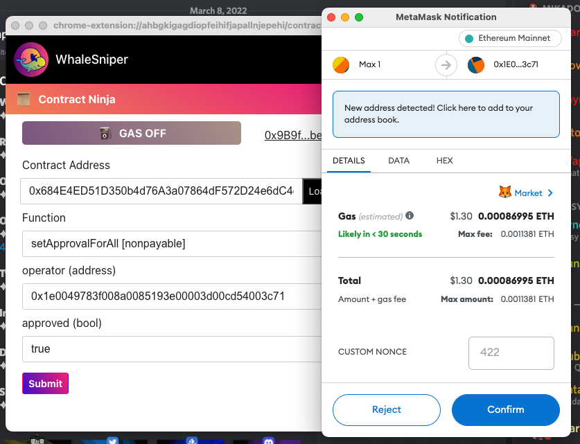 maxmillions_eth's tweet photo. 1/How to Pre-approve to list the NFT on marketplaces **BEFORE** you actually mint or own that NFT

- This will work if you know the contract address in advance
- This will help you get prepared and avoid gas war during the mint if you wanna flip it real quick right after you mint https://t.co/UaF2ea9gzT