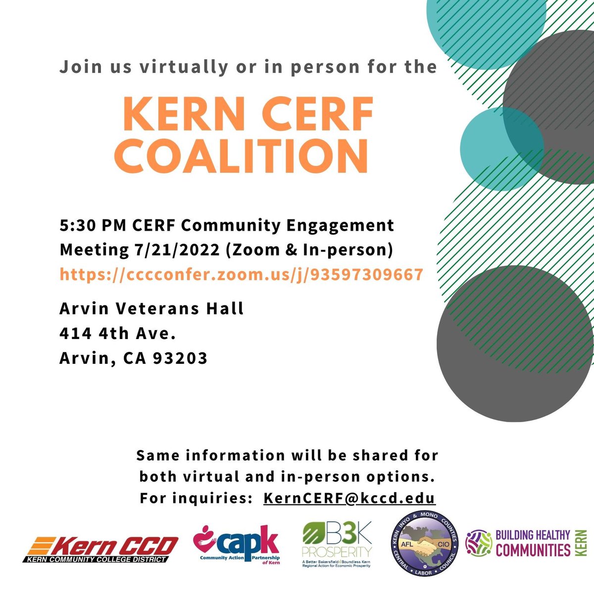ARVIN community: join this community meeting and provide your input on economic opportunities you would like to see in your community.👇🏽 Interpretation will be provided.